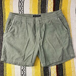 Mavi Men's Green Corduroy Shorts Cotton Elastic Waist Drawstring 6" Inseam